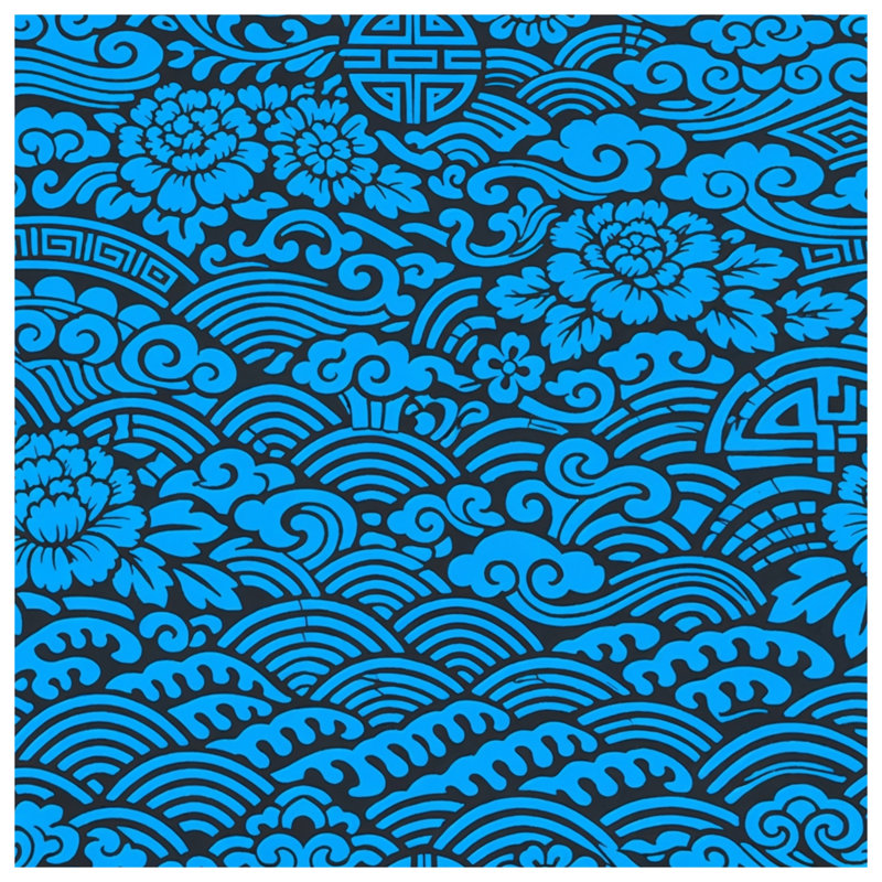 Édredon Blue Asian Floral Waves, King