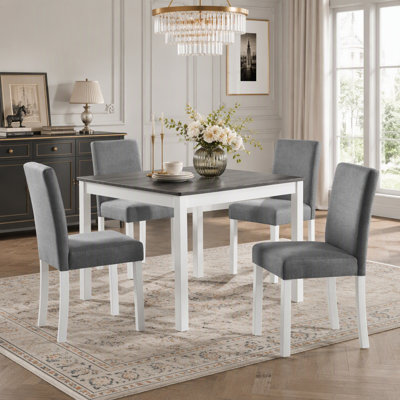 Ensemble de table de salle à manger 5 pièces avec 4 chaises, peu encombrant et élégant pour les cuisines et les salles à manger compactes