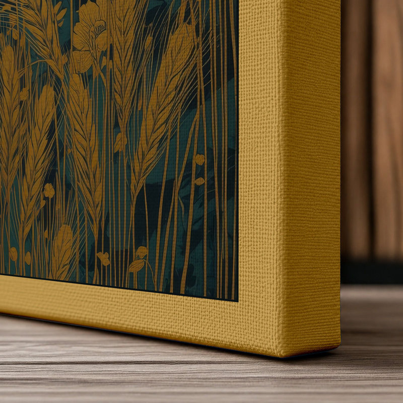 Golden Wildflowers Botanical - Wrapped Canvas, 24x16 - 61.0 x 40.6 cm, Ochre Border