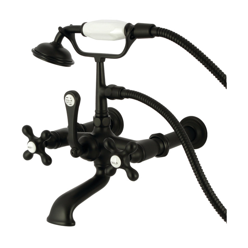Polished Chrome Vintage Wall Mount Clawfoot Tub Faucet with Hand Shower