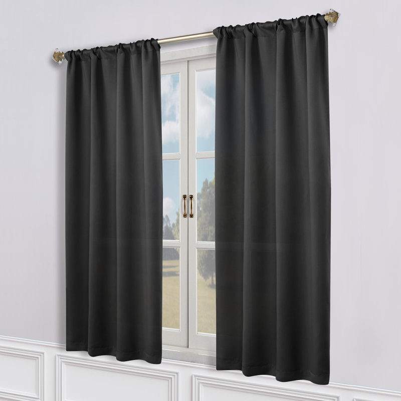 Paire de rideaux obscurcissant avec passe-tringle Moriah Millendon, L 36 po x L 63 po, Noir, noir, noir, noir