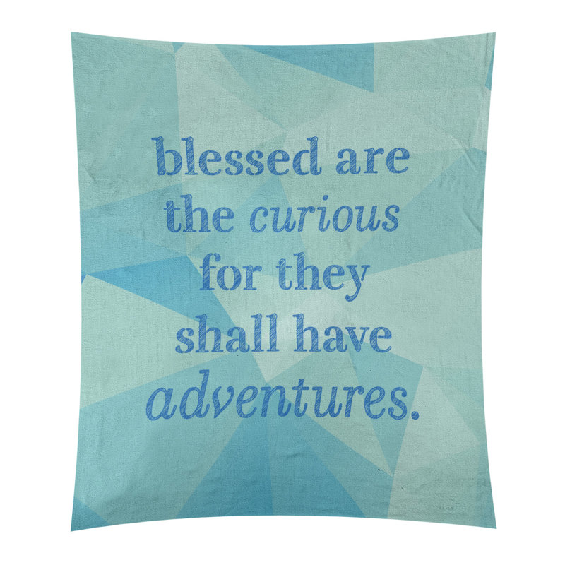 Tapisserie citation en faux gemme en polyester, H 60 po x l 51 po, Bleu zircon