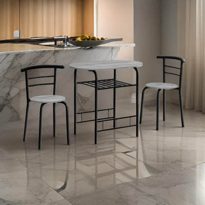Ensemble de 3 tables de salle à manger, petites, L 32 po, cuisine, métal, stratifié, contemporain