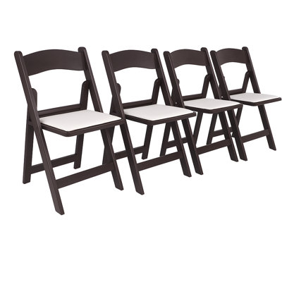 Ensemble de 4 chaises pliantes en résine, assise rembourrée en vinyle, légères, pour l'intérieur et l'extérieur, idéal pour la maison, les fêtes, les pique-niques, la cuisine, les repas, l'église, l'école et les mariages (brun).