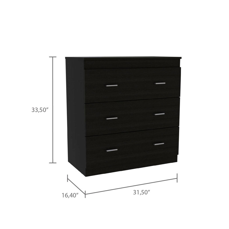 Ensemble de chambre à coucher 2 pièces, armoire + commode 3 tiroirs, noir