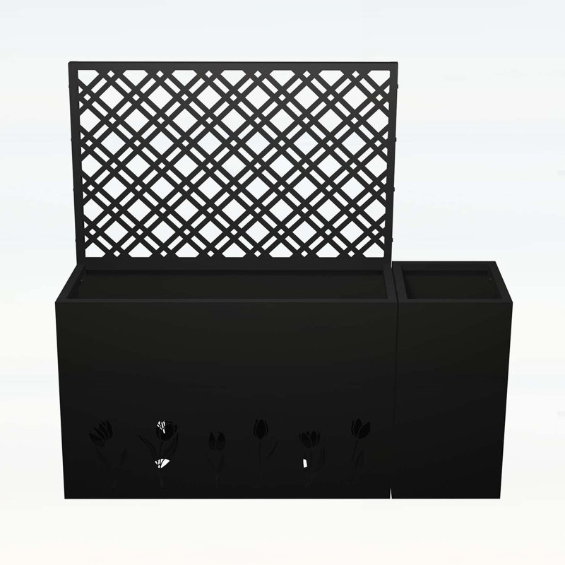 2-Piece Metal Planter Box with Trellis - 23.6in Depth Raised Garden Bed, Rust-Resistant Galvanized Steel, Indoor and Outdoor Use