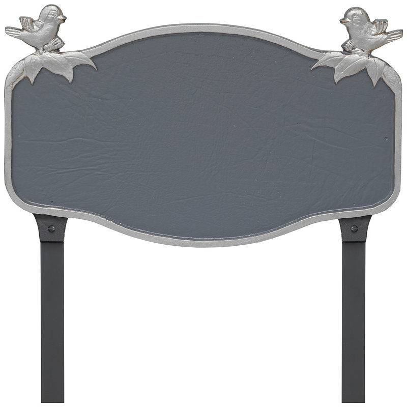 Plaque d'adresse mésange avec piquets de pelouse, Gris / Argent, Oui