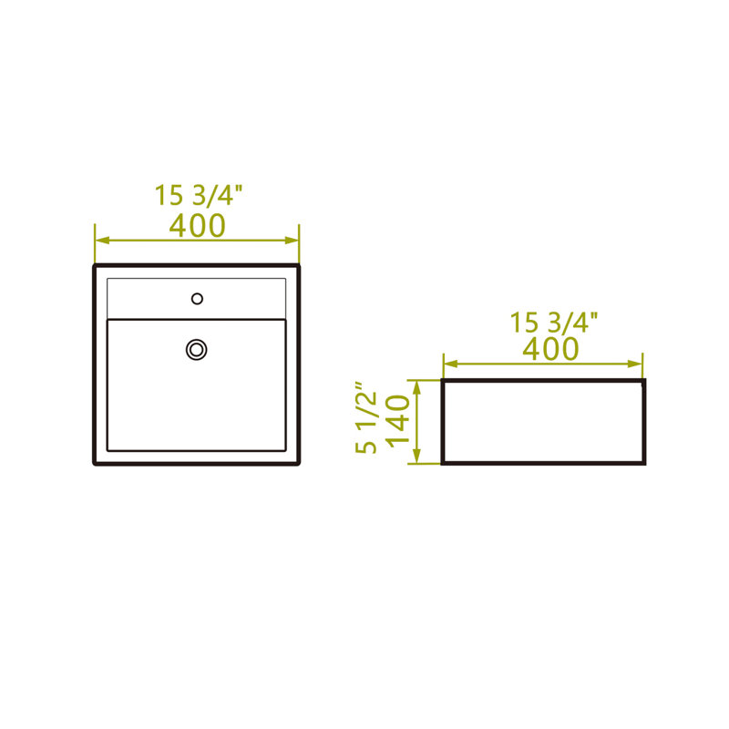 Lavabo de salle de bain vasque rectangulaire en céramique blanche avec trop-plein 15,75 po Kenesha