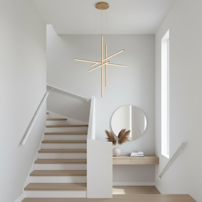 40 Inch Modern Chandelier 5-Lights Kitchen Island Pendant LED Dimmable Stairs Entryway Foyer