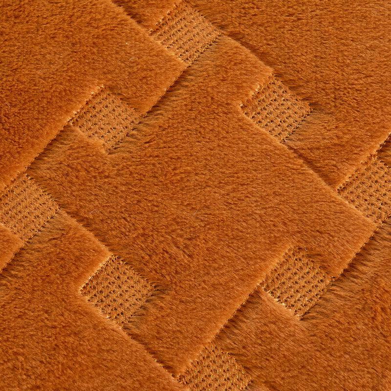 Ensemble de courtepointe en similifourrure de 4 pièces Tatami, Couvre-lit très grand + 3 pièces supplémentaire, Orange brûlé