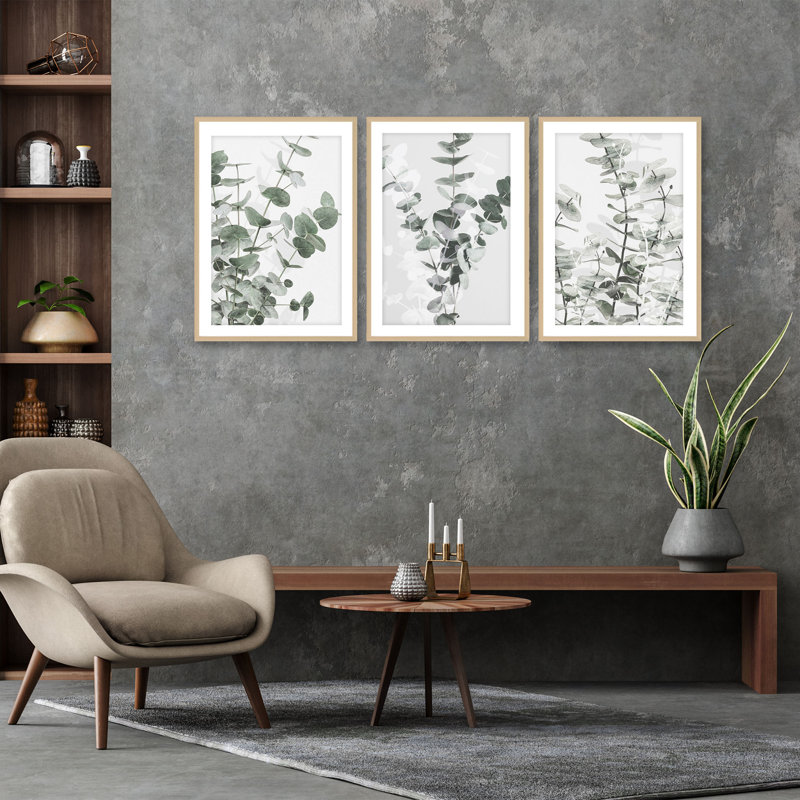 Nature Inspired Eucalyptus by  - 3 Piece Picture Frame Photograph Set on Paper, 24" H x 48" W