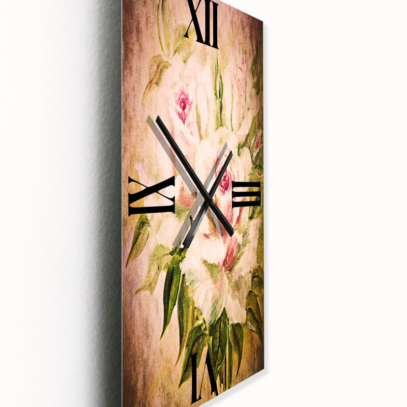 Trois roses roses - Horloge murale traditionnelle, Grand