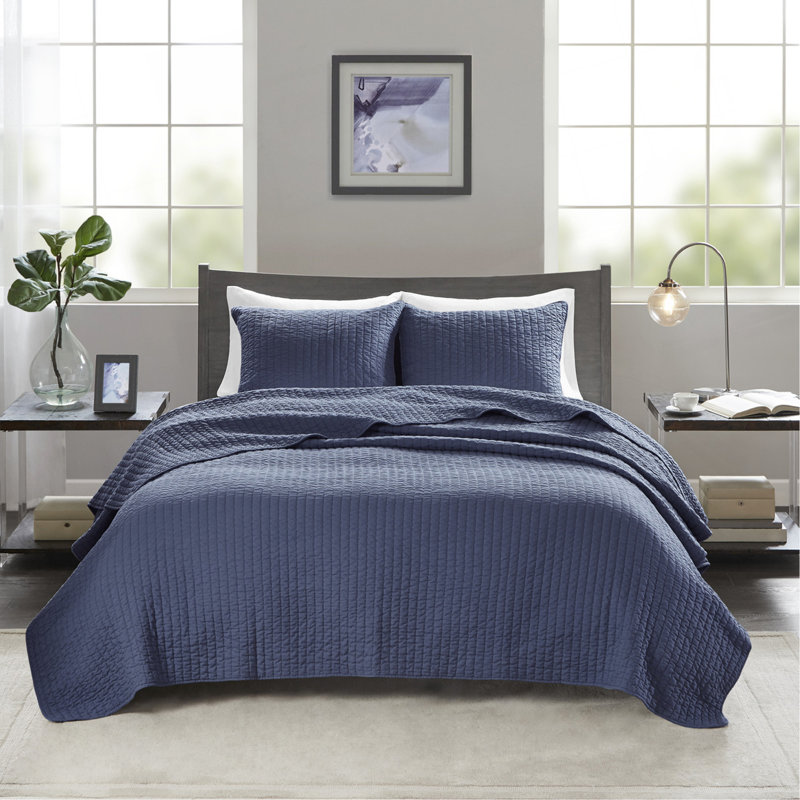 2 Piece Quilt Set Navy Twin/Twin XL, Twin Quilt + 1 Pillow Sham, Navy