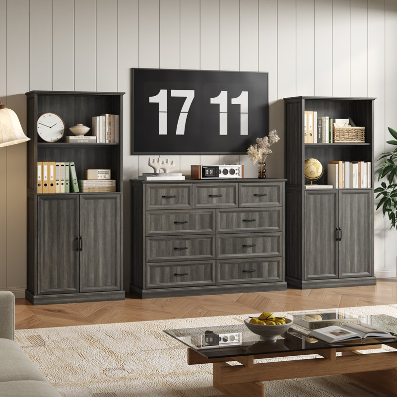 Modern Wood Tv Stand With Drawers,3 In 1 Entertainment Center Tv Console With Doors And Adjustable Shelves For Living Room,bedroom