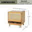 Table de chevet Mid-Century moderne en bois avec porte en rotin relevable et pieds en bois massif