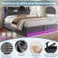 Grey Linen Bed with LED Headboard, USB & Hydraulic Storage-808565817