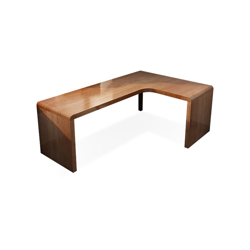 Bureau d'écriture en L en noyer massif, H 29,53 po x l 62,99 po x P 39,37 po, Gauche