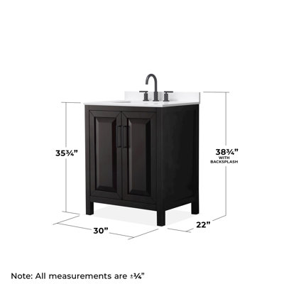 Meuble-lavabo simple 30 po avec plateau en quartz Daria