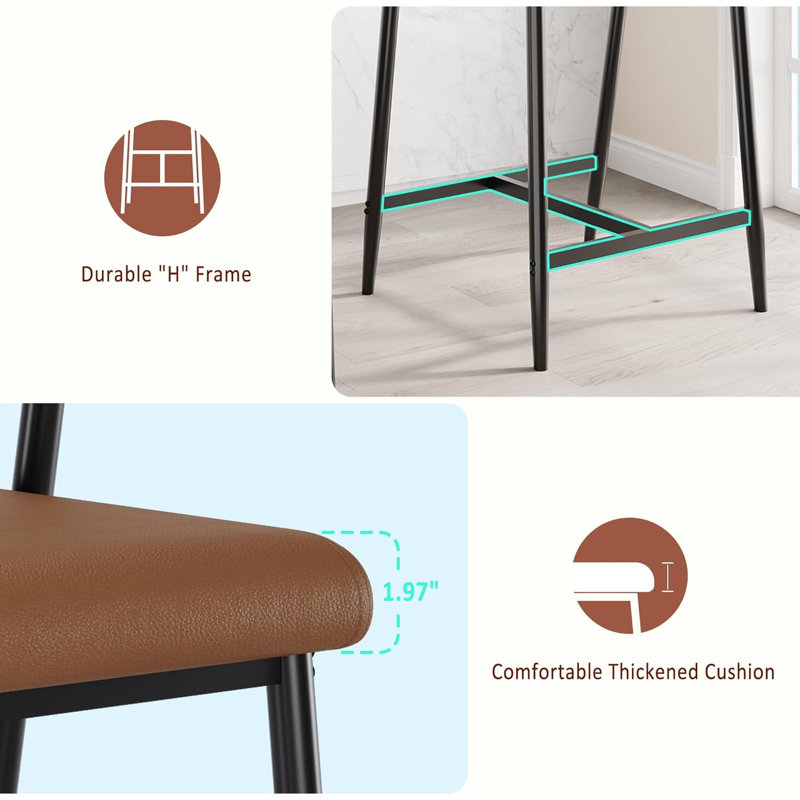 Ensemble de 4 tabourets de bar à hauteur de comptoir avec accoudoirs, tabouret de bar rembourré avec dossier et repose-pieds, assemblage facile, brun café