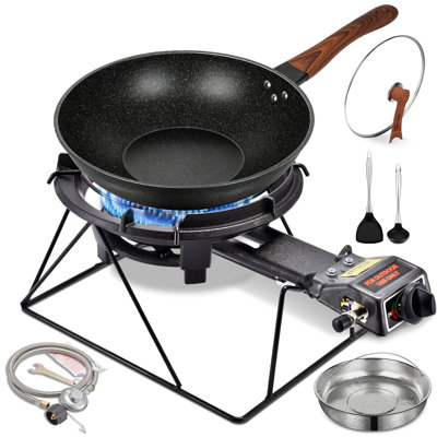 Réchaud à propane extérieur ARC, brûleur unique de 13 pouces et wok antiadhésif