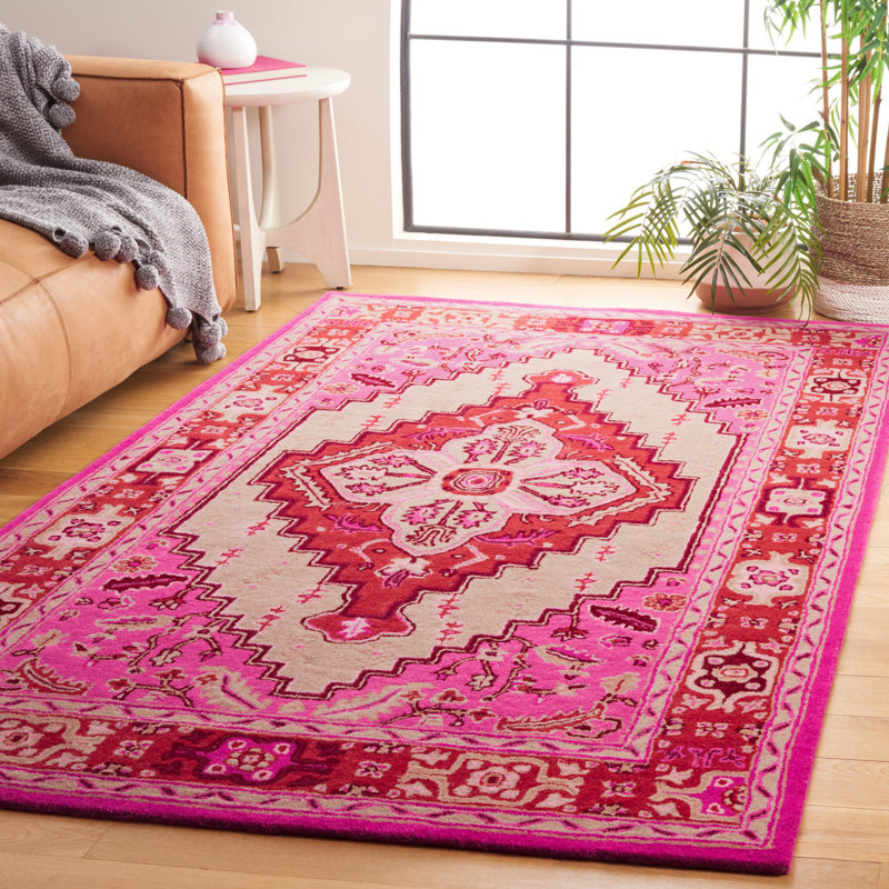 Tapis rouge en laine touffeté à la main Blokzjil, Rectangle 5 pi x 8 pi