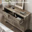 Commode vintage grise à 6 tiroirs avec façades de tiroirs encadrées, meuble de rangement autoportant pour chambre, salon, entrée, couloir, dressing, appartement.