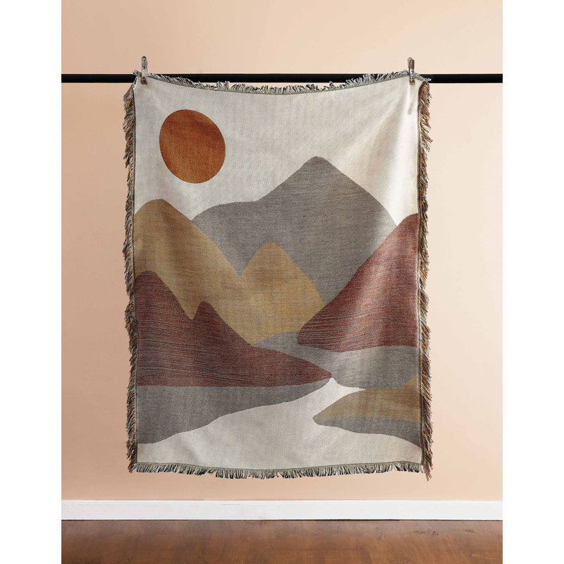 Sunset Mountain Woven Jacquard Throw/Tapestry