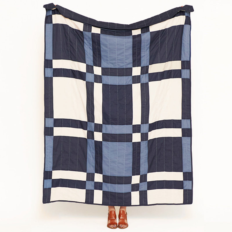 Quilted Throw Blanket, Navy