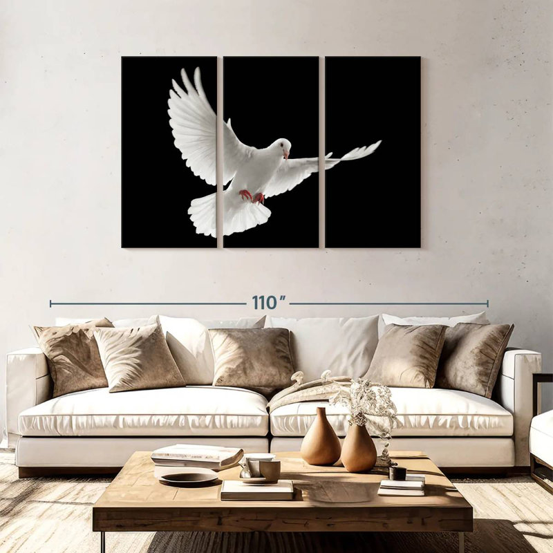 Brampt Flying White Dove, 48" H x 74" W