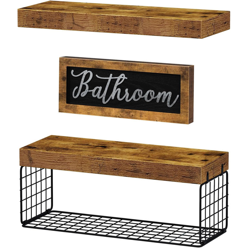 Resch Wall Bathroom Shelves, Rustic Brown