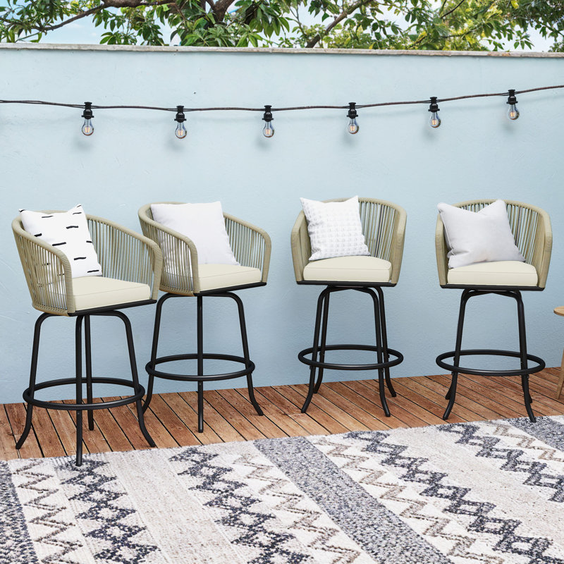 Tabourets de bar d'extérieur pivotants à 360 ° avec accoudoirs, coussins de siège rembourrés, Yellow