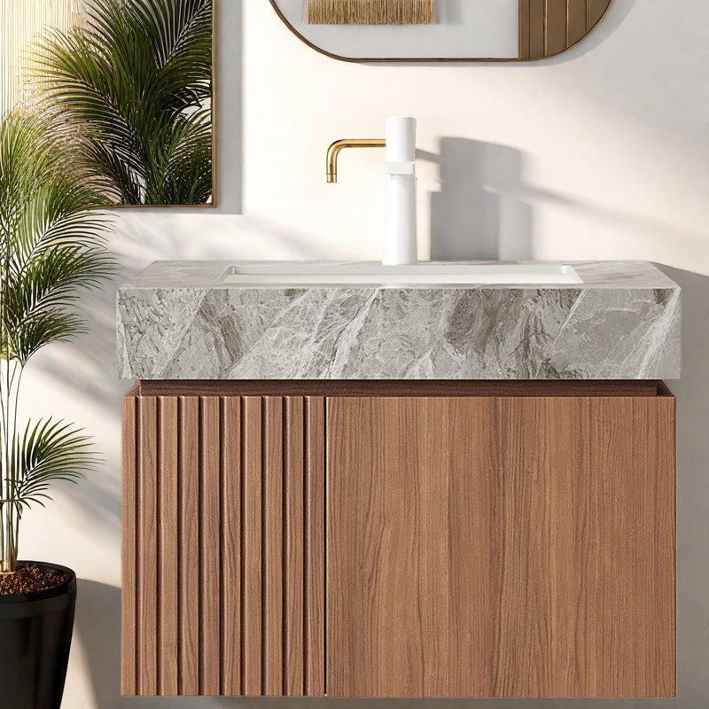 Meuble-lavabo flottant et lavabo, rangement de salle de bain moderne en contreplaqué 24 po