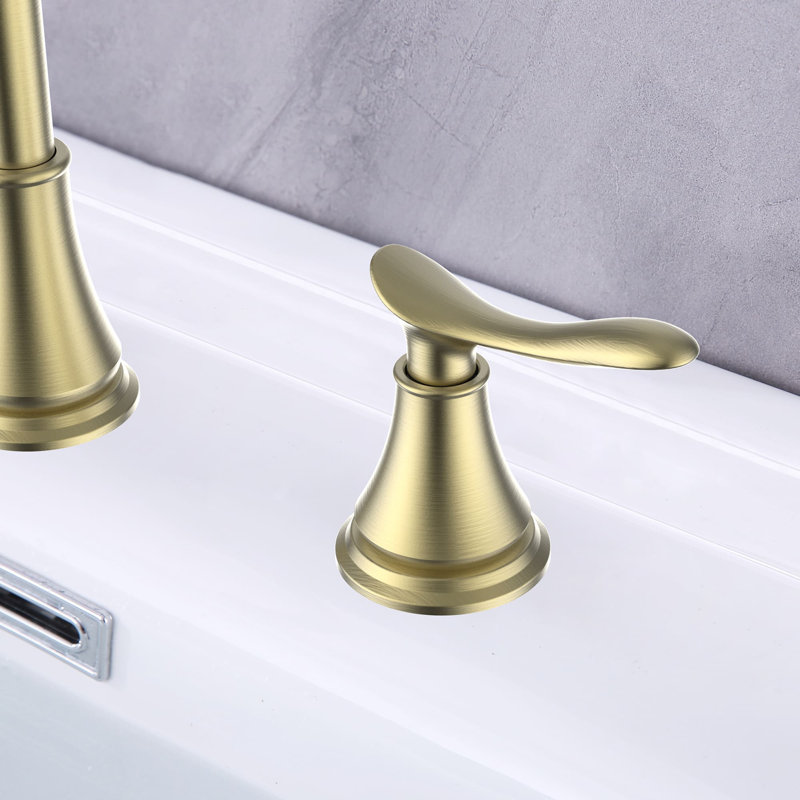 Widespread 2-handle Bathroom Faucet with Drain Assembly, Brushed Gold