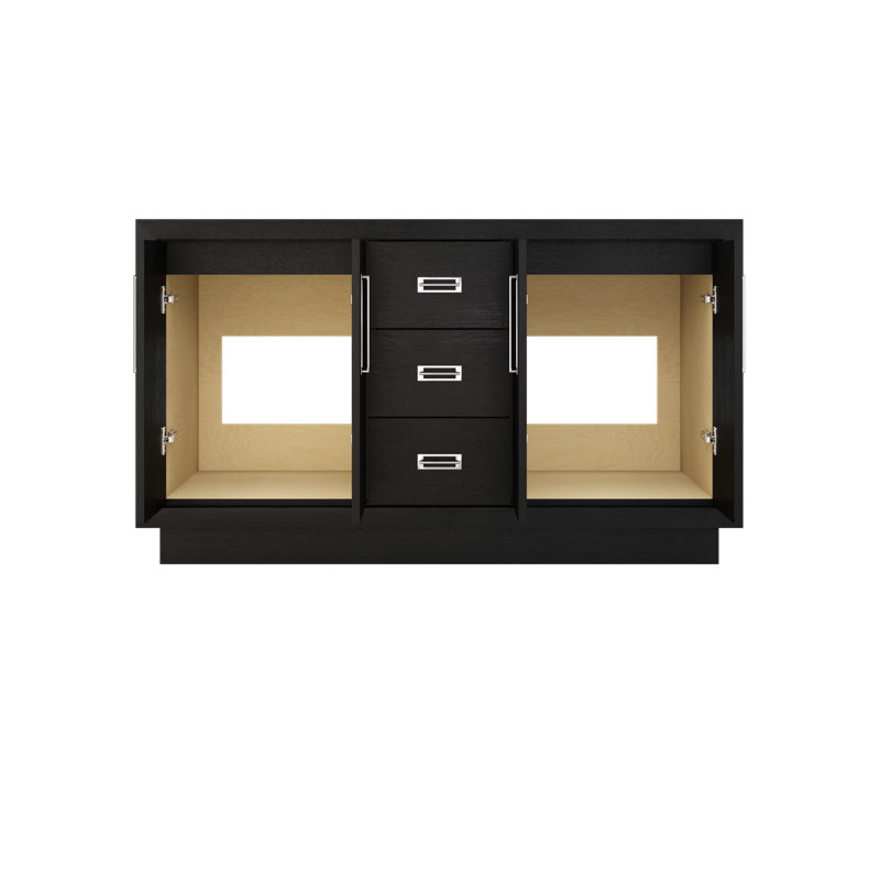 Avalon Double Bath Vanity, Classic Black, 60", Polished Chrome