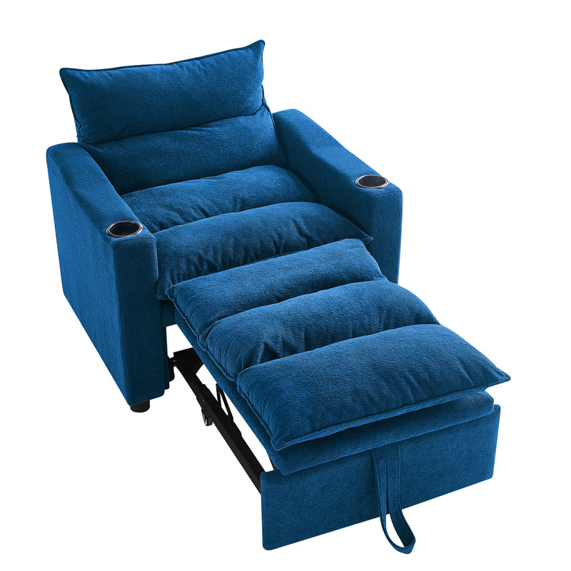 Convertible Sofa Bed, 3-In-1 Multi-Functional Velvet Sleeper Couch Pull-Out Bed, 47'' Loveseat Chaise Lounge With Adjustable Backrest