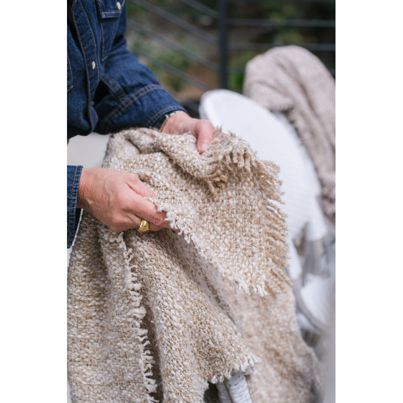 Natural Handloomed Heathered Chunky Bouclé Throw Blanket