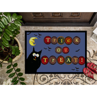 Tapis d’extérieur anti-dérapant halloween ou treat kitty