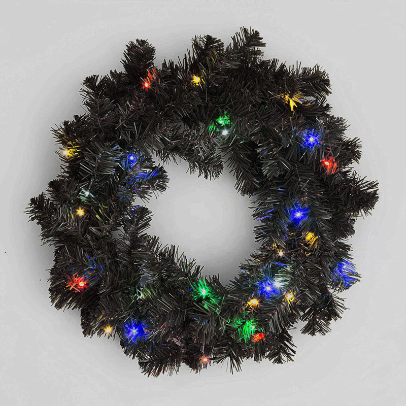 Faux Lighted PVC 21.65cm Christmas Wreath, Multicolour