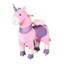 Licorne rose à bascule douce avec assise en similicuir et base en bois