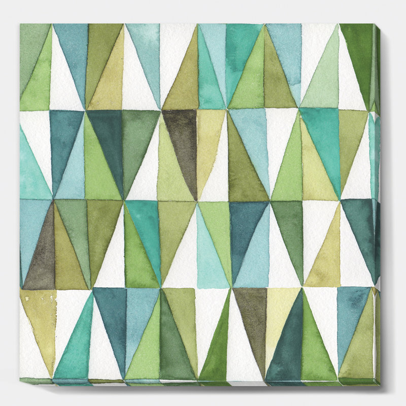 Cadre photo « geometric green triangle iii », reproduction d’art sur toile, H 30 po x l 30 po x P 1 po, Toile tendue