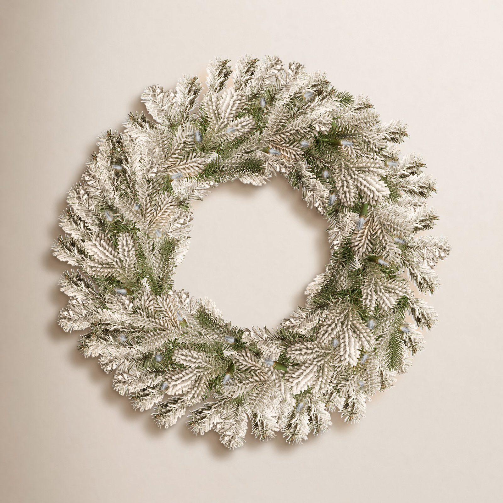 Frosted Pre-Lit Wreath, 24" H x 24" W x 5" D
