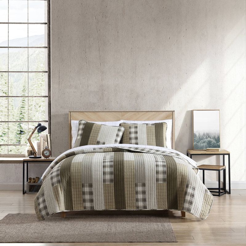 Twin Fairview Reversible Cotton Quilt Set in Saddle Brown