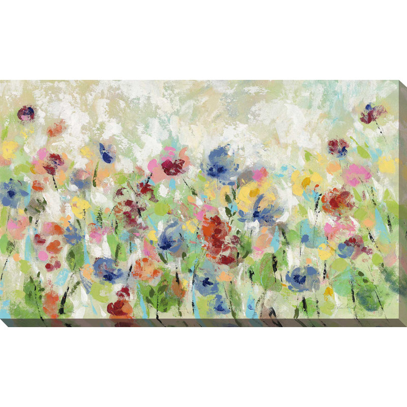 «Springtime Meadow Flowers», reproduction de peinture acrylique sur toile, H 21,5 po x l 33,5 po x P 2 po