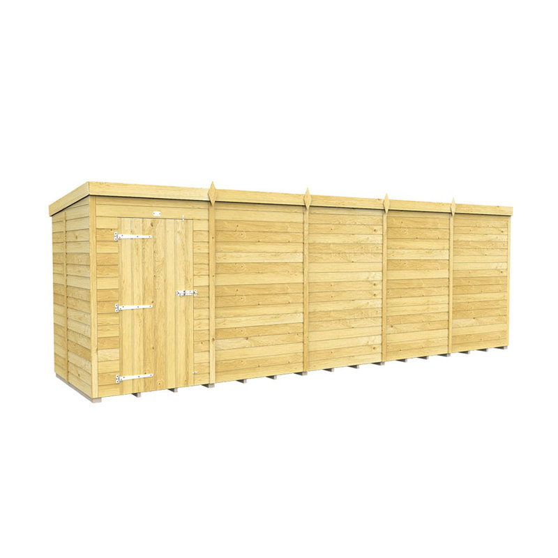 20ft x 5ft Pent Shed - Single Door without Windows