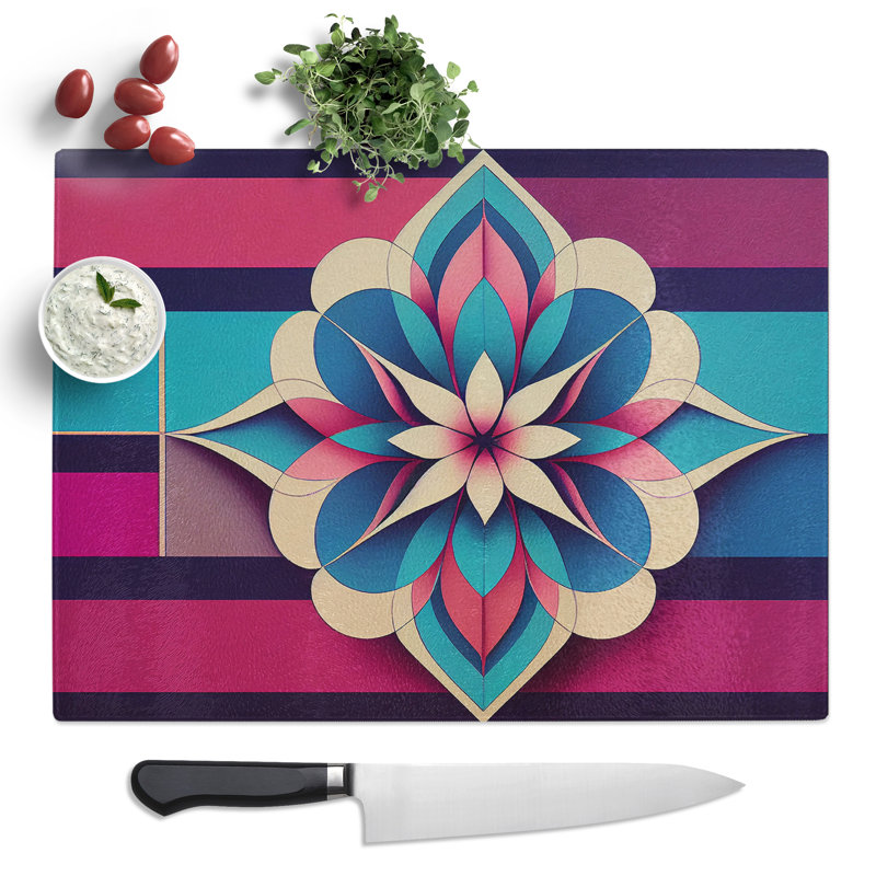 Awe Inspiring Modern Flower Art  Glass Chopping Board