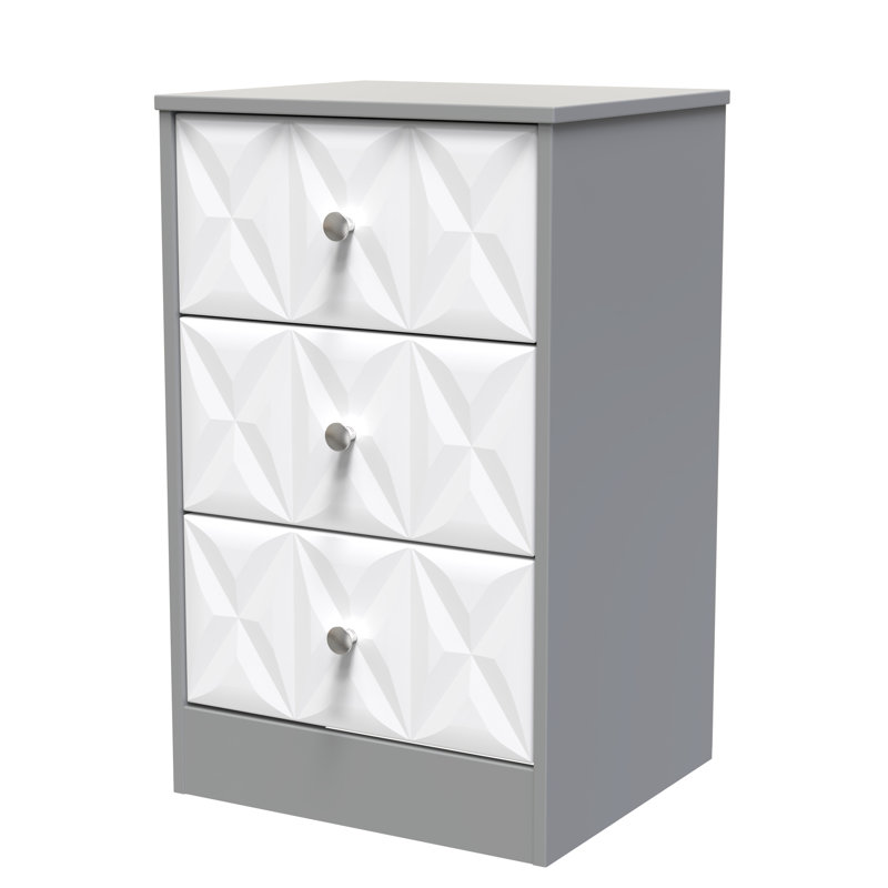San Jose Bedside Table, White Matt/Dusk Grey