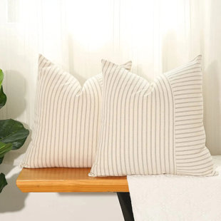  Housse de coussin rayée en lin