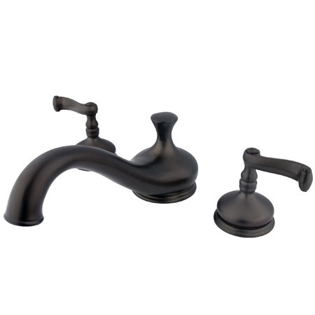 Double Handle Deck Mounted Roman Tub Faucet, Oil Rubbed Bronze