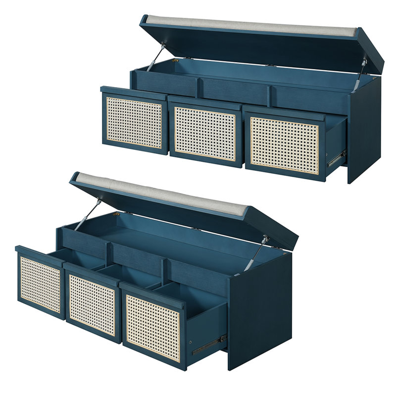 Banc de rangement pour hall d'entrée Vintage - 48 po, Antique Navy