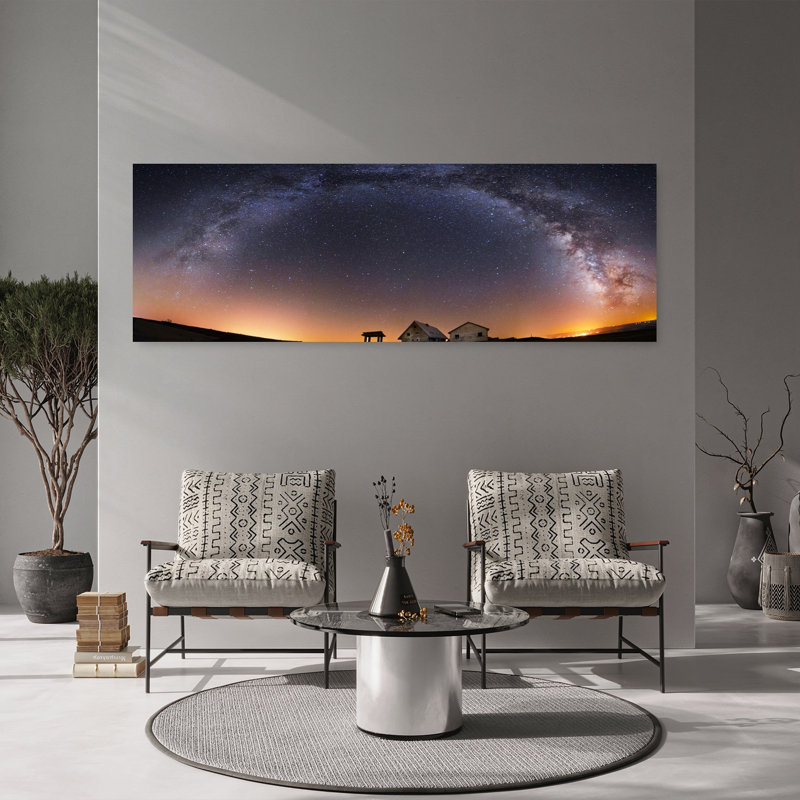 Milky Way Over Rural Homes by Patxi Perez - Wrapped Canvas Panoramic Print, 50.8 cm H x 152.4 cm W
